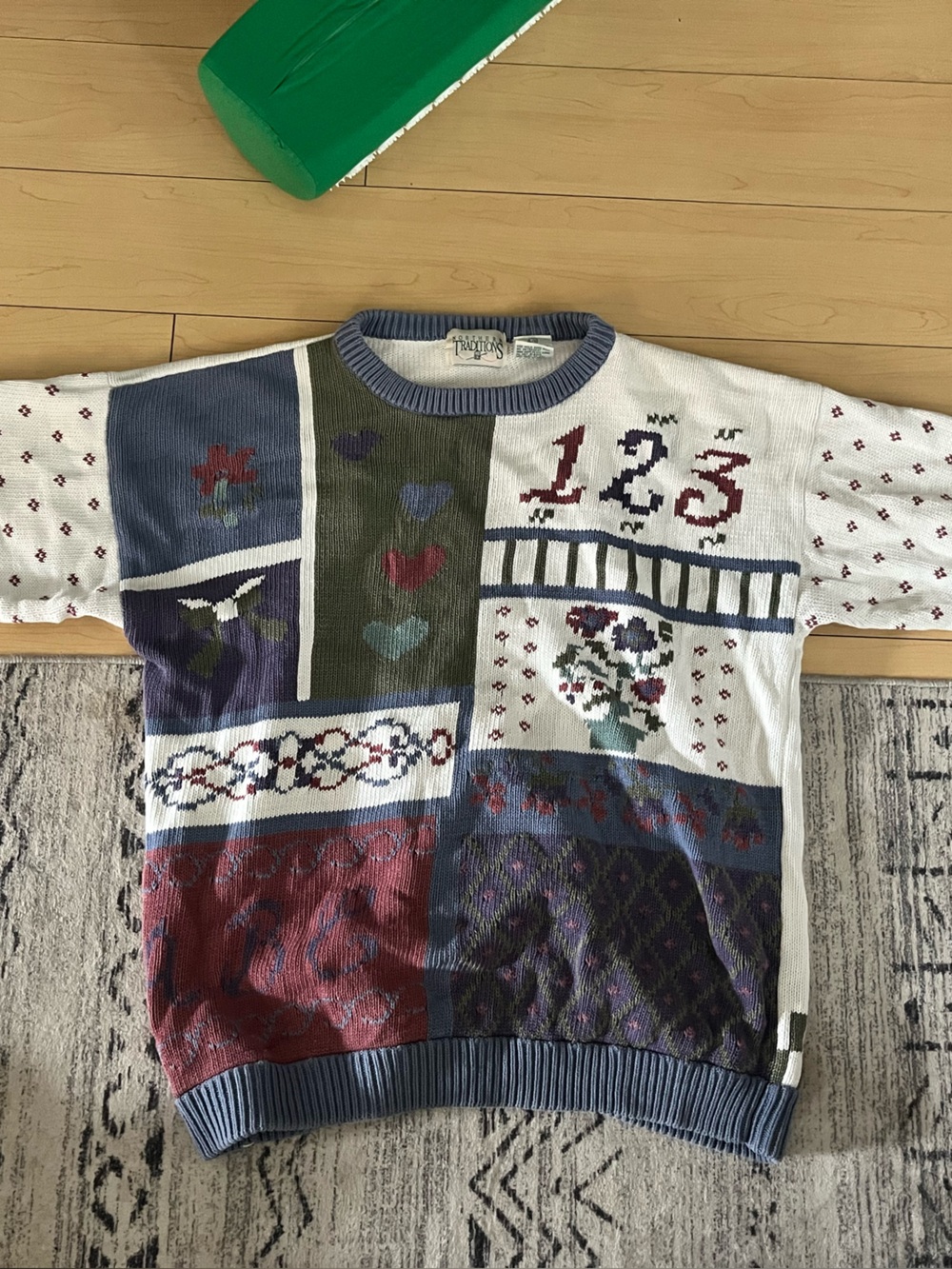 Vintage Patchwork Crewneck Sweater - Multicolor